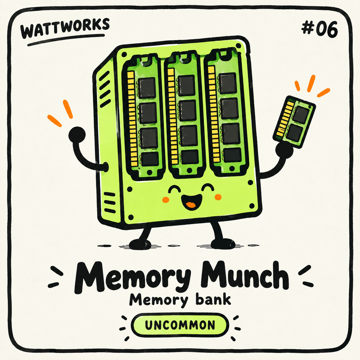 Memory Munch — Uncommon Memory bank character card; printed number is illustrative